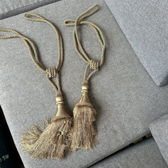 Set of 2 Curtain TiebackTASSEL Rope Cord Gold Thick - Picture 1 of 8